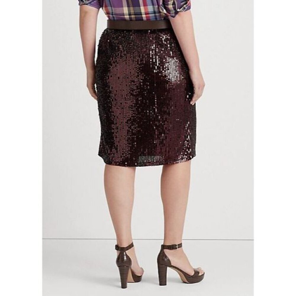 NEW Lauren Ralph Lauren Women's 22W Sequined Tulle Pencil Skirt NWT $295 - Picture 4 of 5